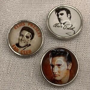 SALE - Elvis Presley Snap Button Charm - Set of 3